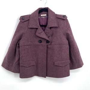 Elegant Women's Burgundy Peacoat